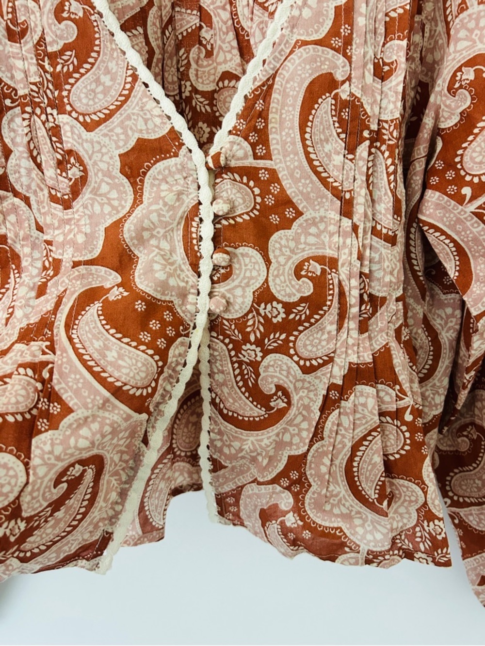 BILA77 Boho Romantic Blouse Top Festival Western Prairie Clay Terracotta Size XS - Picture 7 of 14